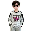 Camiseta de manga larga de algodón puro para niños, primavera y otoño, cómoda y transpirable, top de capa base para niños mayores, camisa de estilo raglán moderna y genial