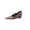 Leopard Phantom ~ Zapatos Mary Jane Cómodos de Cuña Pequeña de Piel de Oveja Primavera 2025 Tacón Medio Punta Cuadrada Hebilla Zapatos de Salón para Mujer