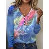 Site Independente Exportação Transfronteiriça Amazon Nova Tendência Venda Quente Gola V Céu Estrelado Tie-Dye Botão de Pérola Manga Longa Camiseta Moletom