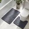 Tapete de Banheiro Padrão Losango Tapete de Coral Fleece Tapete para Pé de Vaso Sanitário em Forma de U Conjunto de Duas Peças Absorvente de Água Tapete para Porta de Vaso Sanitário Venda por Atacado