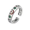Anillo de plata de ley s925 con circonitas y forma de estrella y luna para mujer, estilo retro antiguo europeo y americano, ligero, de lujo, con apertura ajustable, de fábrica.