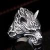 Europa y Estados Unidos comercio exterior transfronterizo joyería plata tailandesa estado de ataque cabeza de lobo tridimensional metal pesado rock hipster anillo de apertura