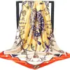 Protector solar de primavera y otoño color hermoso satén cuadrado 90*90 flor de peonía bufanda de satén comercio exterior suministro punto al por mayor