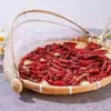 Cesta de bambu à prova de insetos com tampa de tela, peneira para uso doméstico, secagem de alimentos, cesta de armazenamento à prova de moscas, cesta de bambu com tela para pães cozidos no vapor