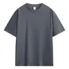 Camiseta holgada de manga corta de algodón peinado puro de 230 g para hombre, con hombros descubiertos, color blanco puro, estilo americano, de manga corta pesada.