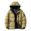 Venda Direta de Fábrica Outono Inverno Masculino Cardigan Espesso para Exterior Punhos à Prova de Vento Casaco de Algodão Proteção Contra Frio Capuz Textura Quente Jaqueta