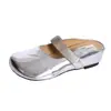 Nuevas Pantuflas Plateadas de Punta Cerrada para Mujer Primavera/Verano 2026, Calzado de Exterior de Verano, Suela Gruesa, Tacón Oculto, Sin Cordones, Sandalias Versátiles y Relajadas