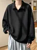 Moletom de outono masculino, camisa polo, fio floral, design de gaivota, corte solto, peso pesado, versátil, camada interna, marca da moda, colarinho aberto, mangas compridas, comprimento médio