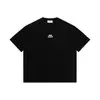 Camiseta de Verano Unisex Rumei Estilo Americano Hombro Ligeramente Caído Estampado de Letras Cuello Redondo Manga Corta Holgada Versátil Moderna Casual