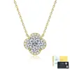 Collar de Plata S925 Trébol de Cuatro Hojas Moissanita Color D Completo Vvs Cadena de Clavícula Rentable Fabricante con Gran Stock y Precio Excelente