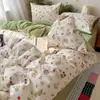 Nuevo Juego de Cuatro Piezas Estilo INS Sábana Funda Nórdica Juego de Tres Piezas para Estudiantes Sensación de Nube Gasa Arrugada Juego de Ropa de Cama Venta Cruzada Dropshipping