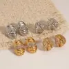 Pendientes Transfronterizos de Acero Inoxidable Chapado en Oro de 18 Quilates con Diamantes, Pendientes de Acero de Titanio con Forma de Croissant Que No Se Desvanecen