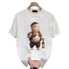 Camiseta de manga corta de fábrica para hombre, verano 2025, nueva camiseta de manga corta holgada y pesada con dibujos animados de marca de moda urbana en 3D para niños.