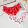Tanga transparente seductor con abertura en la entrepierna T-pants, bragas sexys y encantadoras para la amante del tocador para mujeres, no es necesario quitarlas