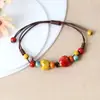 Collar de Cerámica de Colores con Cuentas de Estilo Étnico, Nuevo Colgante de Cadena para Suéter con Cuentas Redondas Artísticas de Estilo Chino, Accesorio de Estilo para Viajes y Vacaciones