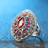 Anillo bohemio vintage incrustado con diamante negro brillante joyería de oro antiguo al por mayor moda estilo chino al por mayor