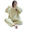 Otoño e Invierno Estilo Dulce Corazón Ropa para el Hogar para Mujer Jacquard de Terciopelo Coral Talla Grande Pijama Cálido Conjunto Lindo Se Puede Usar Afuera