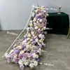 Arreglo de Piso para Boda Púrpura Romántico Banquete de Compromiso Diseño Salón de Bodas Escenario Guía de Camino Flor Decoración de Boda Arte Floral Artificial