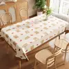Toalha de Mesa Desenho Animado, Sem Lavagem, Impermeável, À Prova de Óleo, Resistente ao Calor, Estilo Dopamina Creme, Toalha de Mesa Retangular, Protetor de Mesa, Chá
