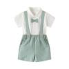Novo Macacão Infantil Conjunto de Duas Peças Roupa Infantil Bebê Verão Manga Curta Vestido de Cavalheiro Terno para Meninos Atacado