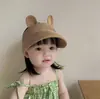 Sombrero de verano para niños, sombrero de paja con parte superior vacía, protector solar para niñas, sombrero con lazo de encaje, sombrero de moda al por mayor