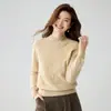 Baicai Veludo 100% Caxemira Pura Novo Estilo Malha Suave Gola Semi-Alta Suéter de Renda Aplique Camada Base Top