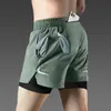 Pantalones Cortos de Running Profesionales Marathon para Hombre con Bolsillo Trasero en la Cintura para Teléfono, Específicos para Deporte, Secado Rápido, Pantalones Cortos de Fitness de Tres Puntos con Forro Interior