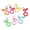 Chaveiro Fofo de Urso Transparente Estrela de Cinco Pontas Colorida Oca Desenho Animado Acessório DIY Decoração Ornamento Pendurado