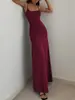 Moda Europea y Americana Elegante Color Puro Básico Simple Exportación Transfronteriza Sexy Sexy Vestido Largo de Tirantes para Mujer