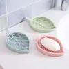 Caja de Jabón Creativa de Doble Capa Plástico Baño Escurridor Estante para Jabón Baño Soporte para Jabón Forma de Hoja Estante de Almacenamiento Caja de Jabón