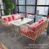 Sofá nórdico de hierro con asiento de tarjeta, mesa y silla combinadas, cafetería, ropa, té con leche, tienda, sofá pequeño individual y doble, popular en Internet.