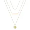 Collar Europeo y Americano Transfronterizo Multicapa Apilable para Mujer Cadena para Clavícula Colgante Geométrico Redondo Dorado Joyería de Colgante de Moda Versátil con Temperamento
