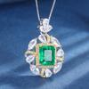 Anillo colgante de diamante Paraiba con esmeralda artificial bañado en oro y fondo de cobre de joyería Zhuang Sheng, tamaño principal 10*12