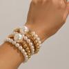Pulsera Simple Ins con Cuentas de Perlas, Traje Pulsera de Tubo Curvado de Metal Apilado de Moda para Mujer