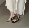 Sandalias de Tacón Alto de Gamuza para Mujer 2026 Verano Nueva Moda Tendencia Versátil Tacón Fino Punta Cuadrada Correa Sandalias Abiertas