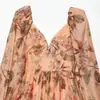 Atacado de Roupas Femininas Transfronteiriças Novidades Primavera 2026 Estilo Europeu e Americano Elegante Decote Quadrado Design de Amarração Vestido com Manga Bufante