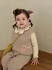 Ropa de Otoño/Invierno para Bebé 2026 Nuevo Estilo Invierno Versión Coreana Ropa Infantil Suéter para Niña Chaleco con Felpa Pantalones de Algodón