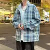 Chaqueta de cuadros falsa de dos piezas con retazos para hombre, abrigo de primavera y otoño estilo americano con cuello de solapa, top casual reversible, moderno