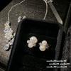 Collar de Gema Gota de Agua Flor Burbuja de Sirena Ocho Corazones Ocho Flechas Chapado en Oro de 18 Quilates Aretes de Circonia Huevo de Paloma