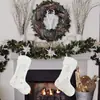 Decoración Navideña Calcetín Navideño Grande de Peluche Copo de Nieve Bordado Navideño Calcetín de Regalo para Niños Colgante Venta al por Mayor en Stock