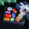 Conjunto de Cristales Naturales Piedra Triturada de Siete Colores Combinación de Colgante de Resina Caja de Conjunto Chakra Conjunto en Caja Venta al por Mayor