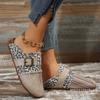 Pantuflas de Color Bloque con Estampado de Leopardo de Punta Cerrada y Suela Gruesa para Mujer, Estilo Europeo y Americano para Comercio Exterior, con Hebilla de Cuero de Borde Crudo, Planas, Holgadas, Medias Pantuflas Wish
