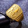 Anillo grande para hombre con apertura de troquel inverso directo de fábrica, anillo chapado en oro latón, anillo chapado en oro real de 24k