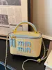 Bolso cubo de moda bordado nuevo para mujer transfronterizo, bolso tote tejido de paja y bambú, bolso cruzado para la playa y la costa