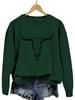 Amazon trendy eBay top holgado divertido estampado cabeza de vaca nuevo cuello redondo manga larga camisa jersey en stock
