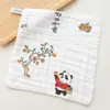 Toalla Cuadrada para Bebé de Seersucker de Seis Capas con Dibujos Animados, Toalla Suave y Absorbente para Saliva de Bebé, Toalla para Lavar la Cara de Recién Nacido
