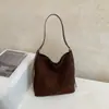 Bolso de Hombro Retro de Gamuza Simple para Mujer 2026 Otoño Invierno Nuevo Casual Gran Capacidad para Viaje Diario Bolso Cruzado de un Solo Hombro