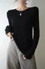 [Ligero y suave como una nube] Suéter de punto redondo 100% lana Basolan de hilo fino, 60 hilos, para mujer, capa base adelgazante de otoño