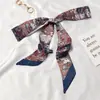Bufanda de Seda Retro Francesa Primavera y Otoño para Mujer Lazo Largo para Bolso Cinta Flor de Lazo Estilo Extranjero Moda Diadema Larga Pequeña