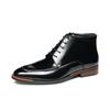 Botas de Cuero Formales de Punta para Hombre Talla Grande Estilo Británico Cremallera Brillante Zapatos de Cuero de Caña Alta Botines Zapatos de Cuero de Caña Alta de Vacuno para Hombre